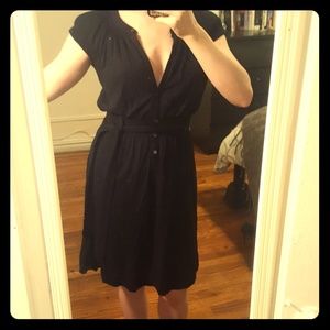 Theory Dress~Black with Buttons and tie